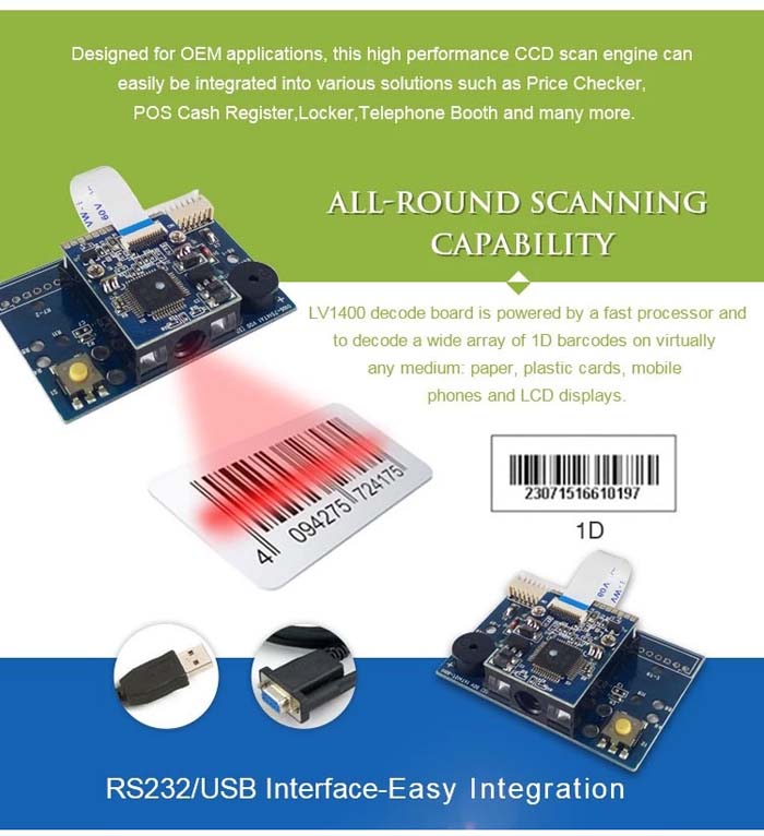 LV1400 1D Barcode Scanner Module