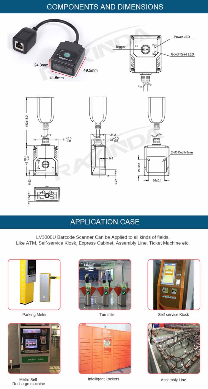 LV3000U Auto Scan 2D Barcode Scanner Reader Module