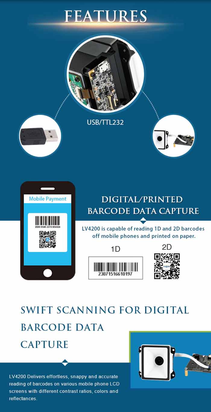 LV4200-PT 2D Barcode Scanner Module