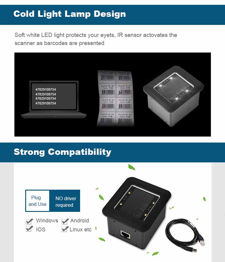 RD4500R 2D Barcode Reader Scanner for Turnstile or Kiosk