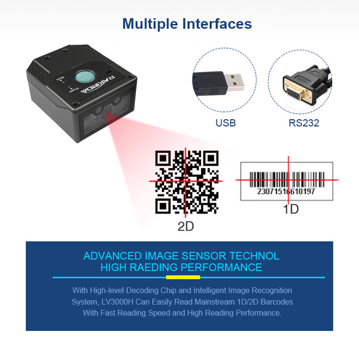 LV3000H Fixed Mount 2D Barcode Scanner