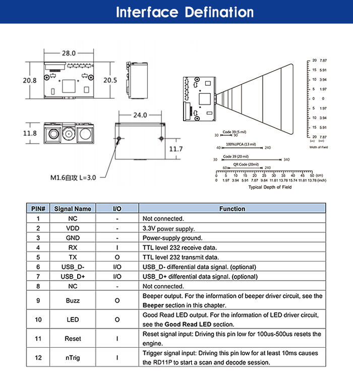 RD11P OEM Small Barcode Engine