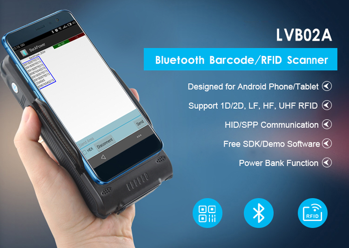 LVB02A Bluetooth Barcode Scanner WIFI RFID Reader