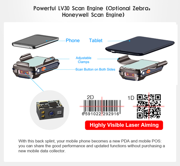 LVB02A Bluetooth Barcode Scanner WIFI RFID Reader