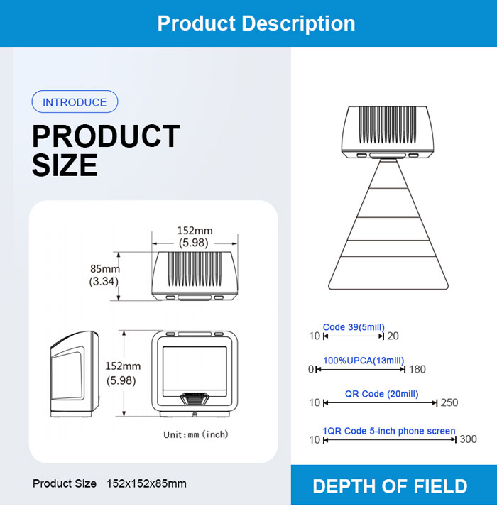 RK5000  360 Degree 2D Laser Barcode Scanner